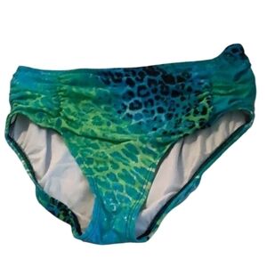 Beach diva high waisted ruched bikini size 14 nice pattern black green b…